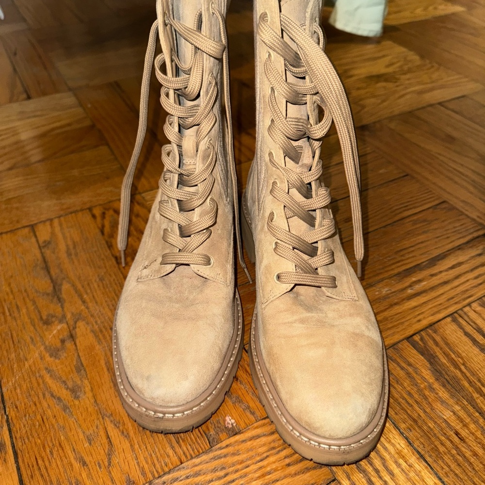 Sam Edelman Tan Combat Boots with Rugged Sole